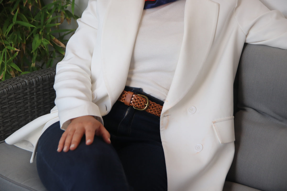 Camel Brown - Bold Heritage Braided Wide Leather Belt