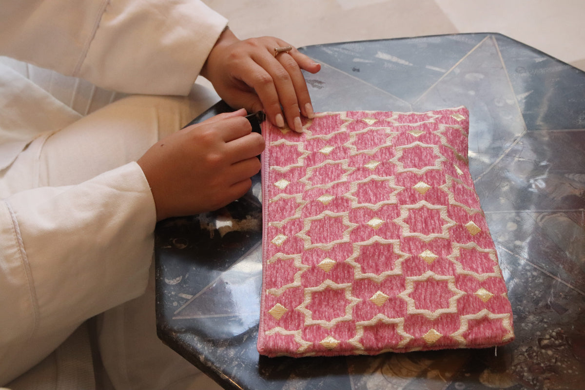 Baby Pink - Moroccan Zellij Clutch Bag