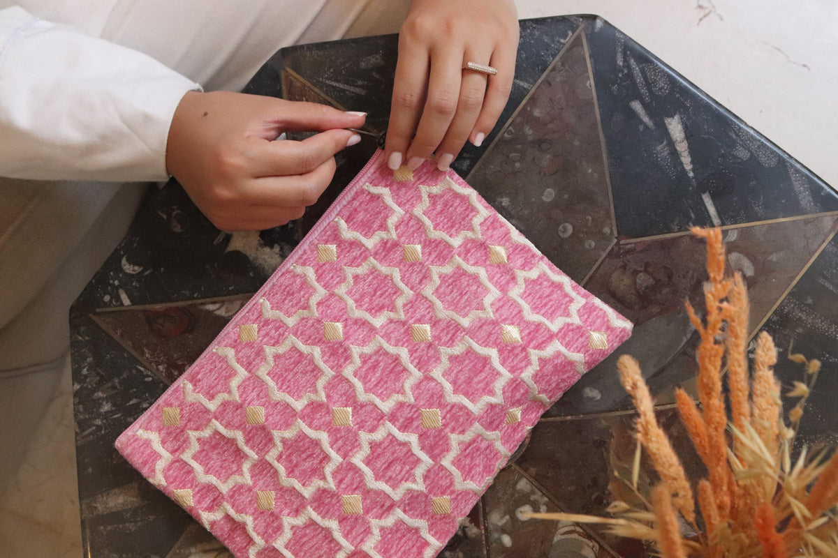 Baby Pink - Moroccan Zellij Clutch Bag